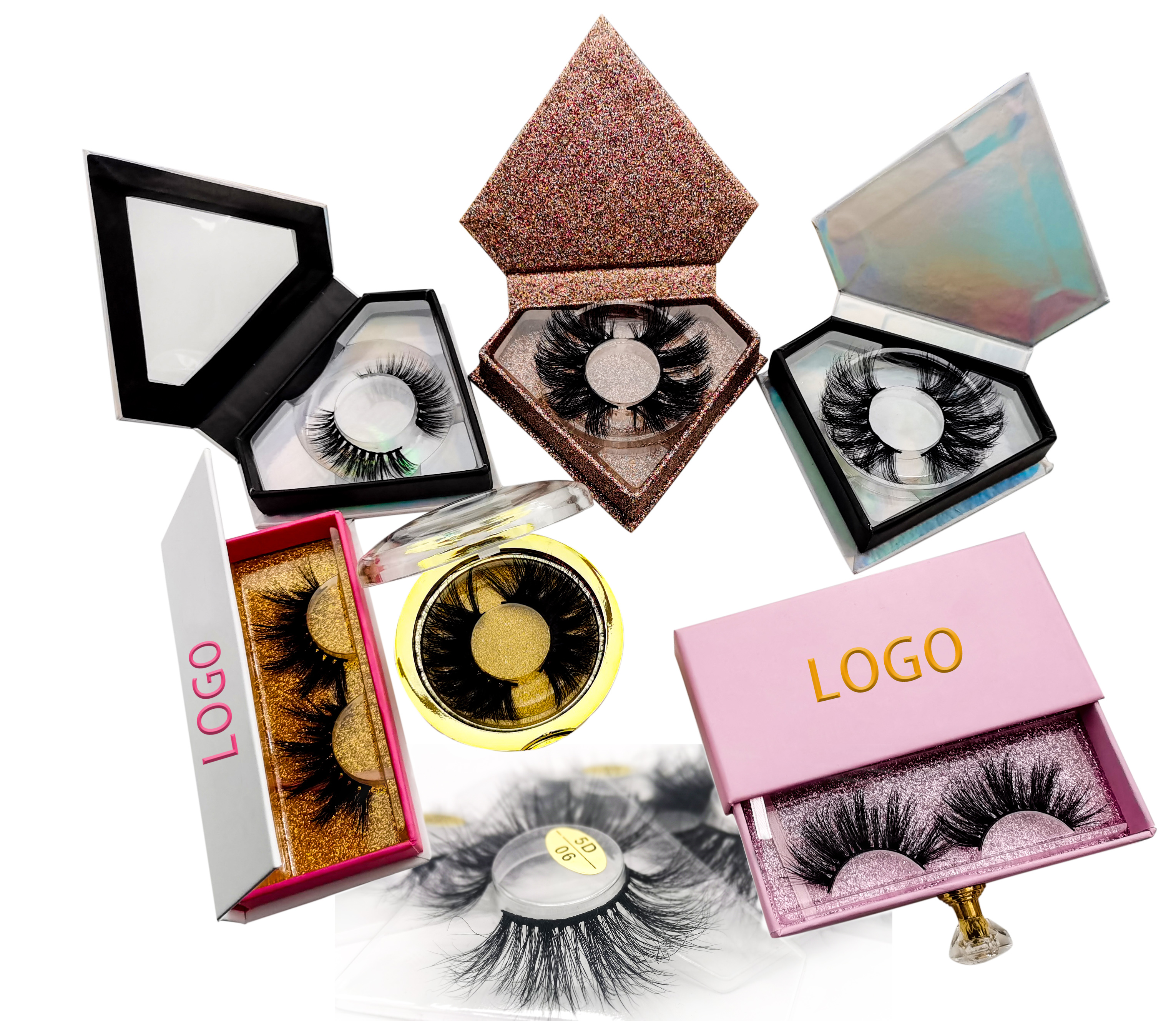 Wholesale OEM private logo luxury different styles false eyelash vendor customized packaging boxes