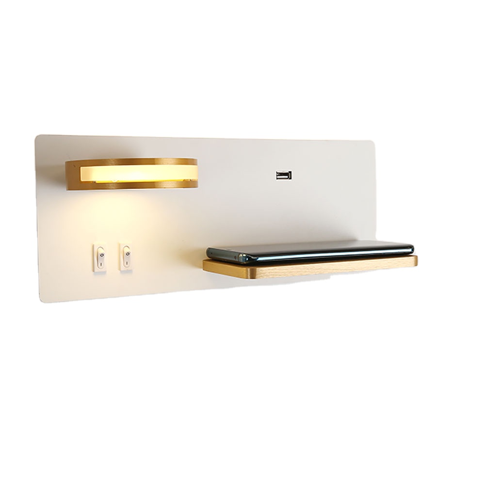2021 Amazon Hot Sale USB Fast Wireless Charging Wall Light Hotel Bedroom Reading Light