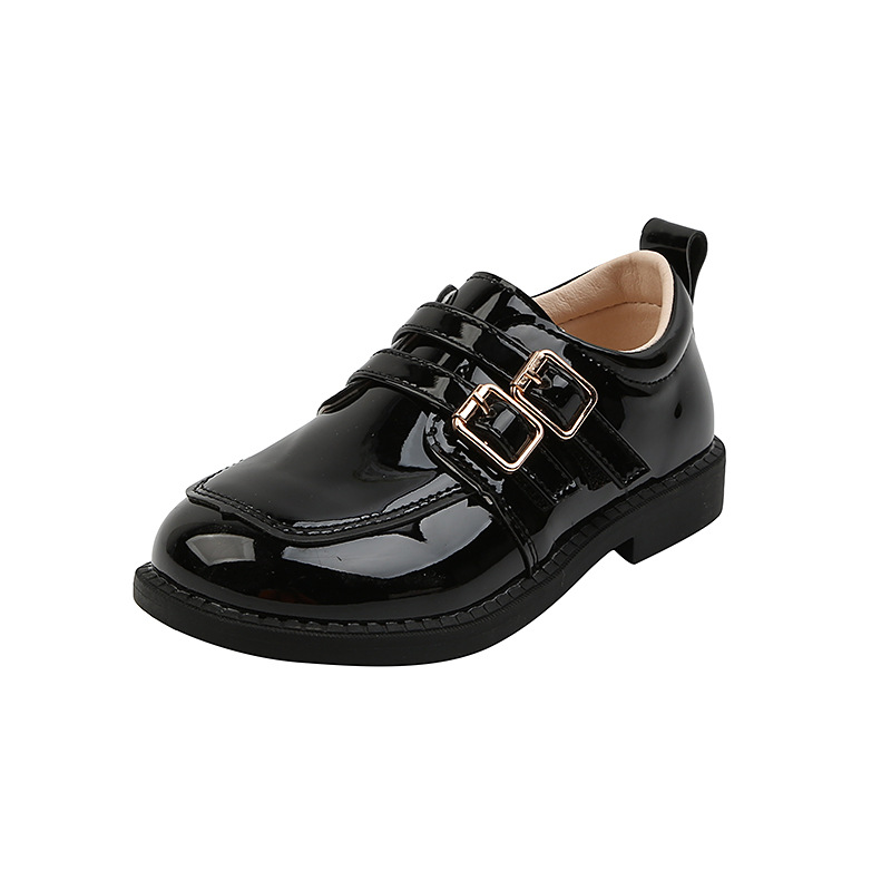 Children's leather shoes black girls British style boys student performance shoes