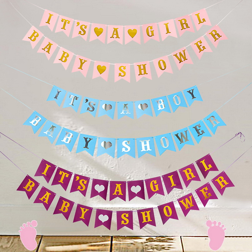Amazon Hot New Its a Girl Banner Pom Poms Girl Baby Shower Decorations For Baby Girl Party Set