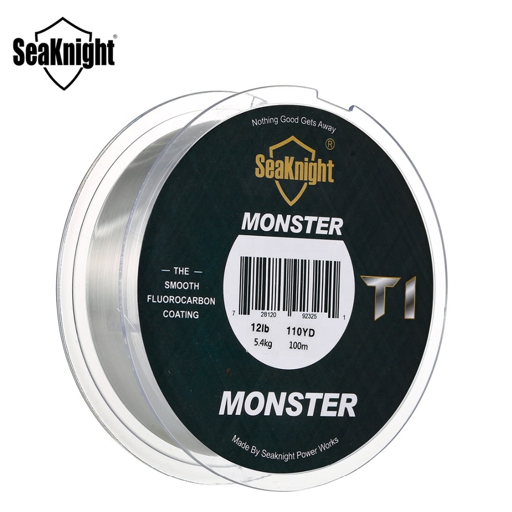 Новое поступление, рыболовная леска SeaKnight MONSTER T1 100 м, мононитевая погружная леска с фторуглеродным покрытием 100%
