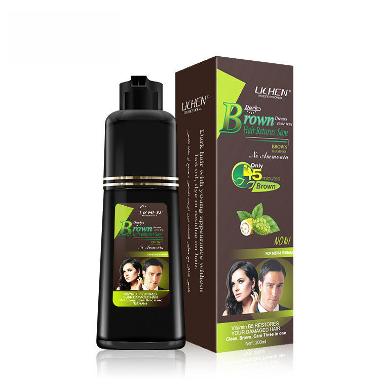Wholesale Hair Dye Fashion Treatment Natural Noni Extract Brown Hair Color Shampoo from White to Brown Hair