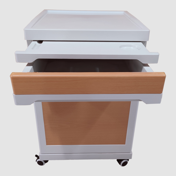 Big stock factory price ward products abs material hospital bedside cabinet on casters