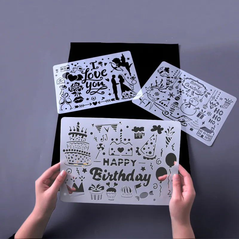 Plastic Drawing Stencil For DIY Scrapbooking Decorative Birthday Embossing Plastic Templates