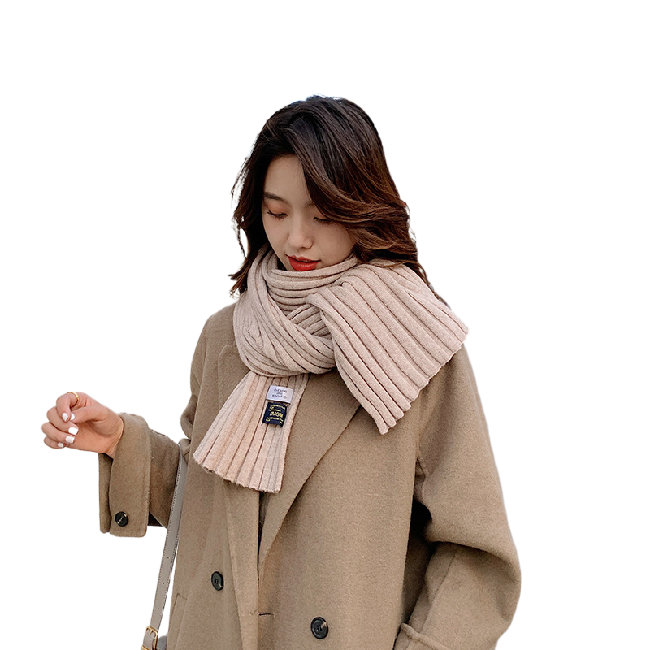New winter long size Korean style girl student knitted warm simple solid color woolen scarf