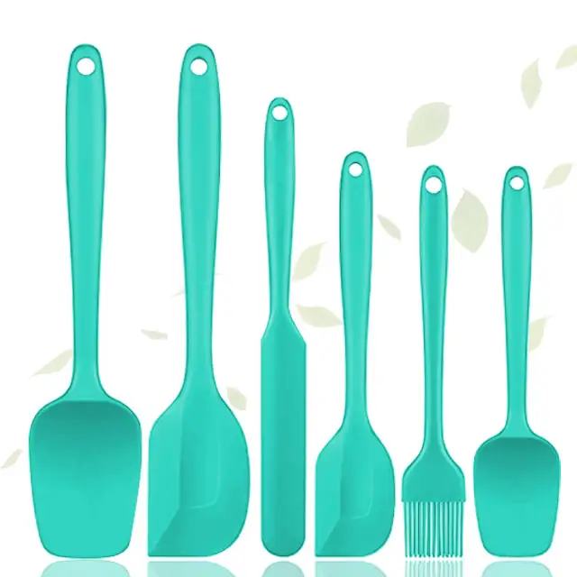 Best Selling Green Food Grade Eco-friendly BPA-Free Silicone Spatula Kitchen Utensil Kitchen Accessories 6pcs Silicone Spatulas