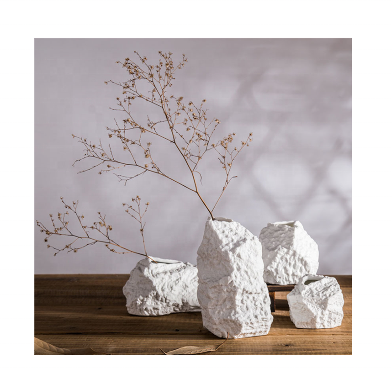 Customizable Home Decoration White Marble Ceramic Stone Flower Vase for Living Room Ornaments