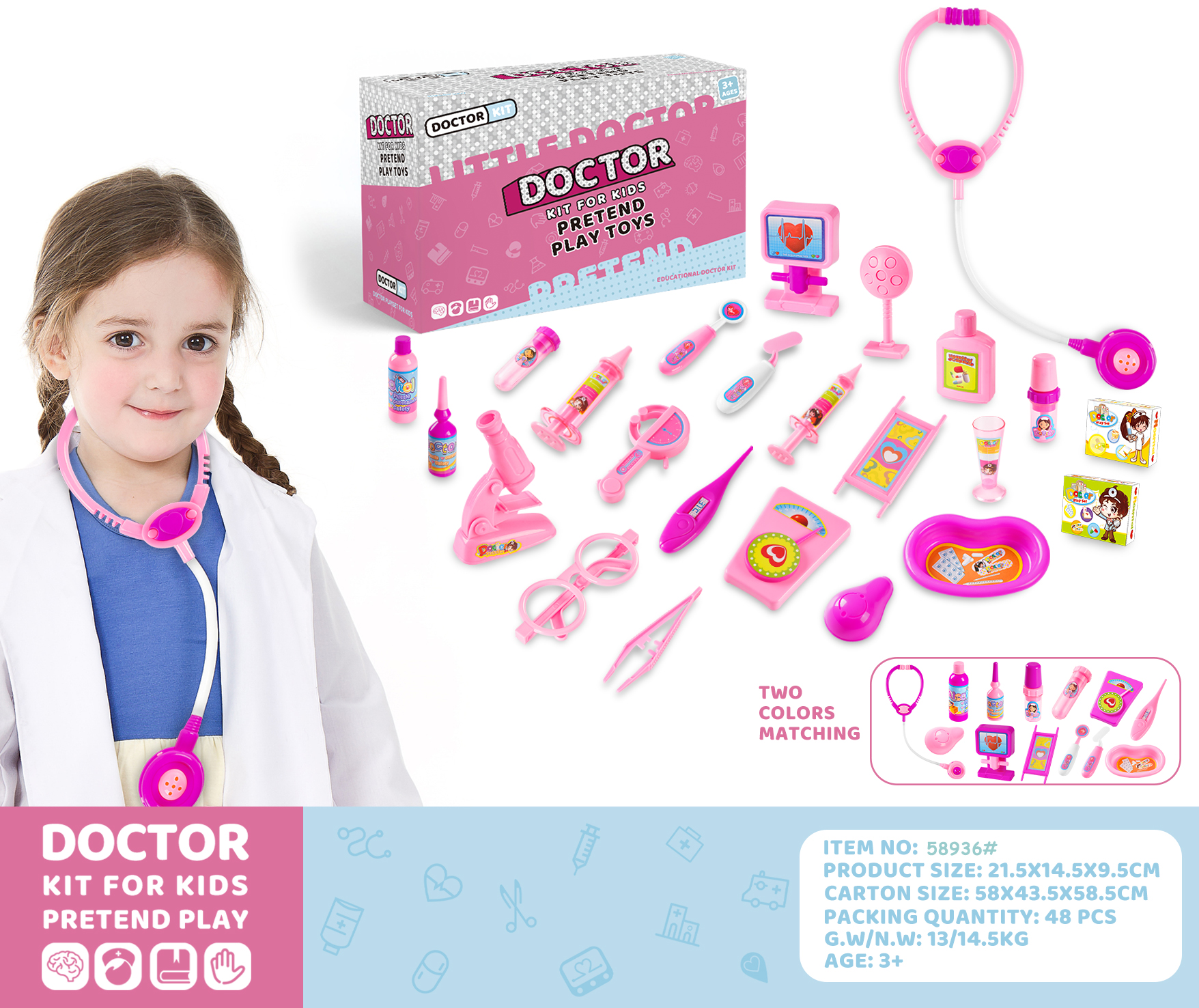 Plastic Pretend Doctor Role Play Game Toys Medical Set Eco-friendly Doctor Toys Set Pretend Play Toys Set For Kids