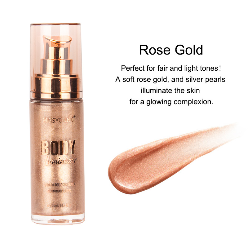Hot selling OEM private label glow body luminizer shimmer oil lotion highlighter bronzer makeup