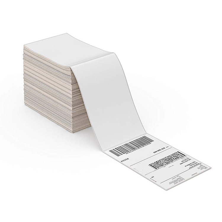 Wholesale permanent adhesive white 4x6 thermal shipping label fan-fold