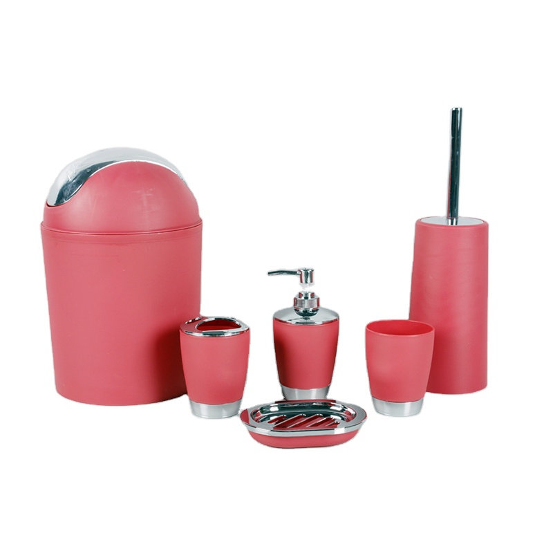 6 Pcs Set Plastic Classic Bathroom Accessory Washing Bath Set