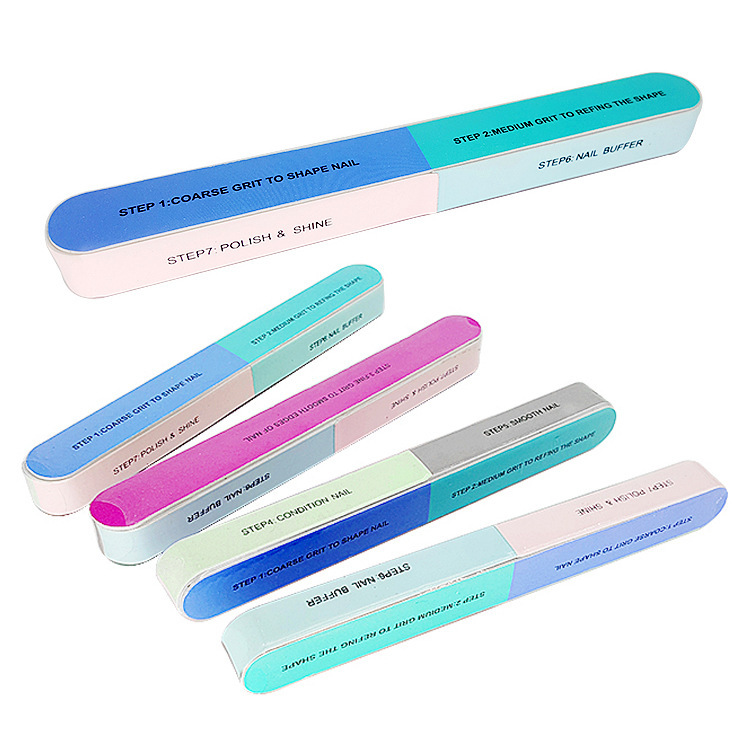 Personalized Professional Pattern Manicue Art Tools Straight for 80/100/120/150/180/240/320 Grit Nail Files Set with 7 Ways