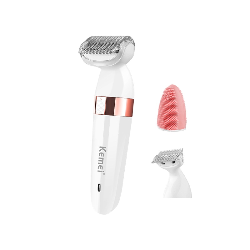 Kemei KM-3204 Lady Use Epilator Remover USB Rechargeable Shaving Device Cleansing Device Facial Massager 3 in 1 CE