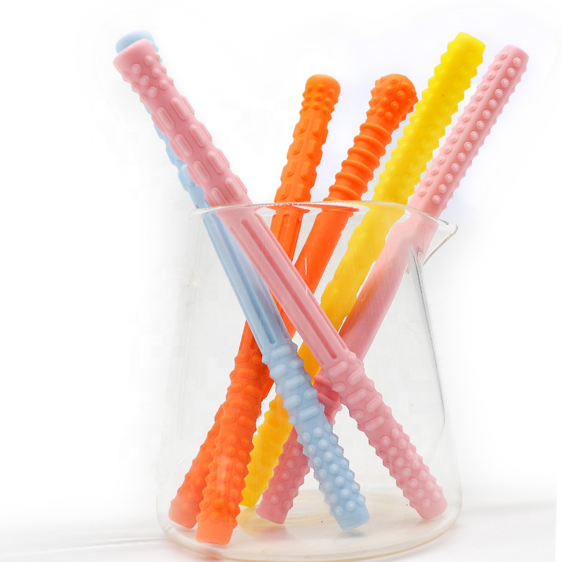 Hot 2021 Silicone Baby Teether Set Food Grade Bpa Free Teething Tubes Sensory Toys