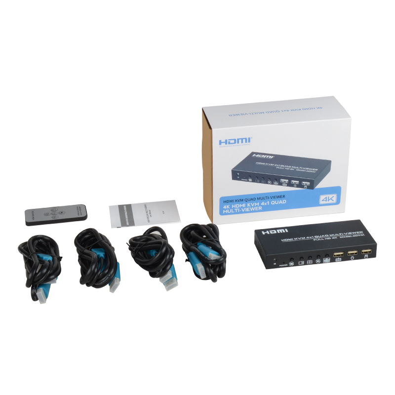 FJGEAR 4*1 HDMI KVM переключатель QUAD MUTIL-VIEWER бесшовные переключатель USB клавиатуры и мыши управление 4 ноутбука