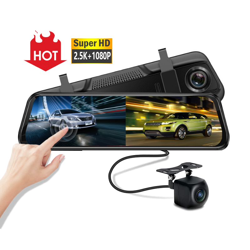 EGO Hisilicon 3556 Night Vision 2k car dvr dual lens 10 inch dash rearview rear view side car mirror camera
