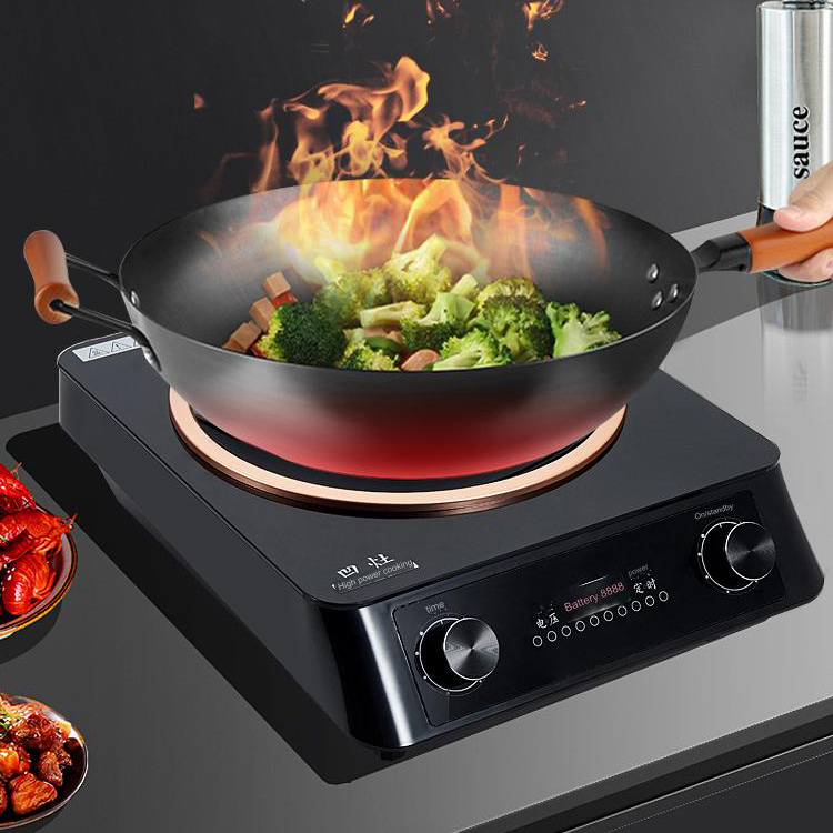 Hotel Stainless Steel Commercial Kitchen Equipment Table Top Electric Induction Concave Wok Cooker