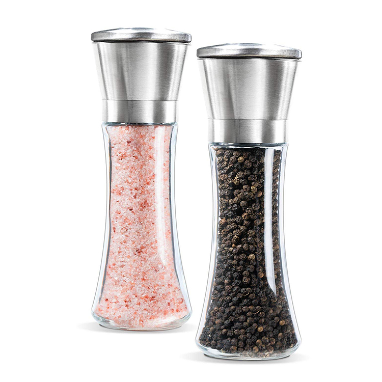 Adjustable design sea salt pepper grinder spice grinding glass spice jars with lid