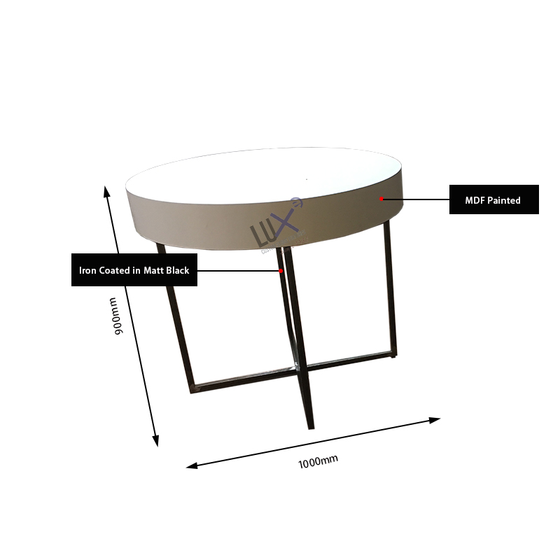 LUX Design Economic Modern Simple Round Table With MDF White Painting and Iron Stands Suitable For Dining Room or Coffee Shop