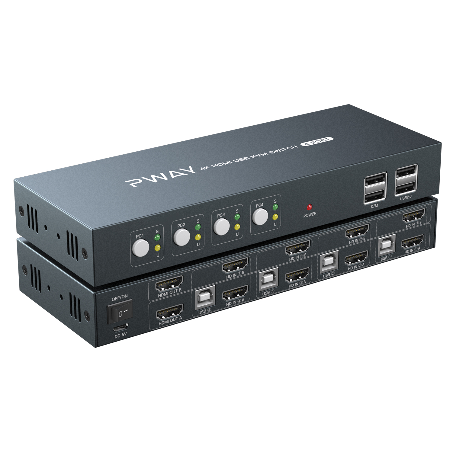 Исрил 4x2 HD-MI двух мониторов KVM переключатель 4K 60 Гц видео-дисплей USB 2,0