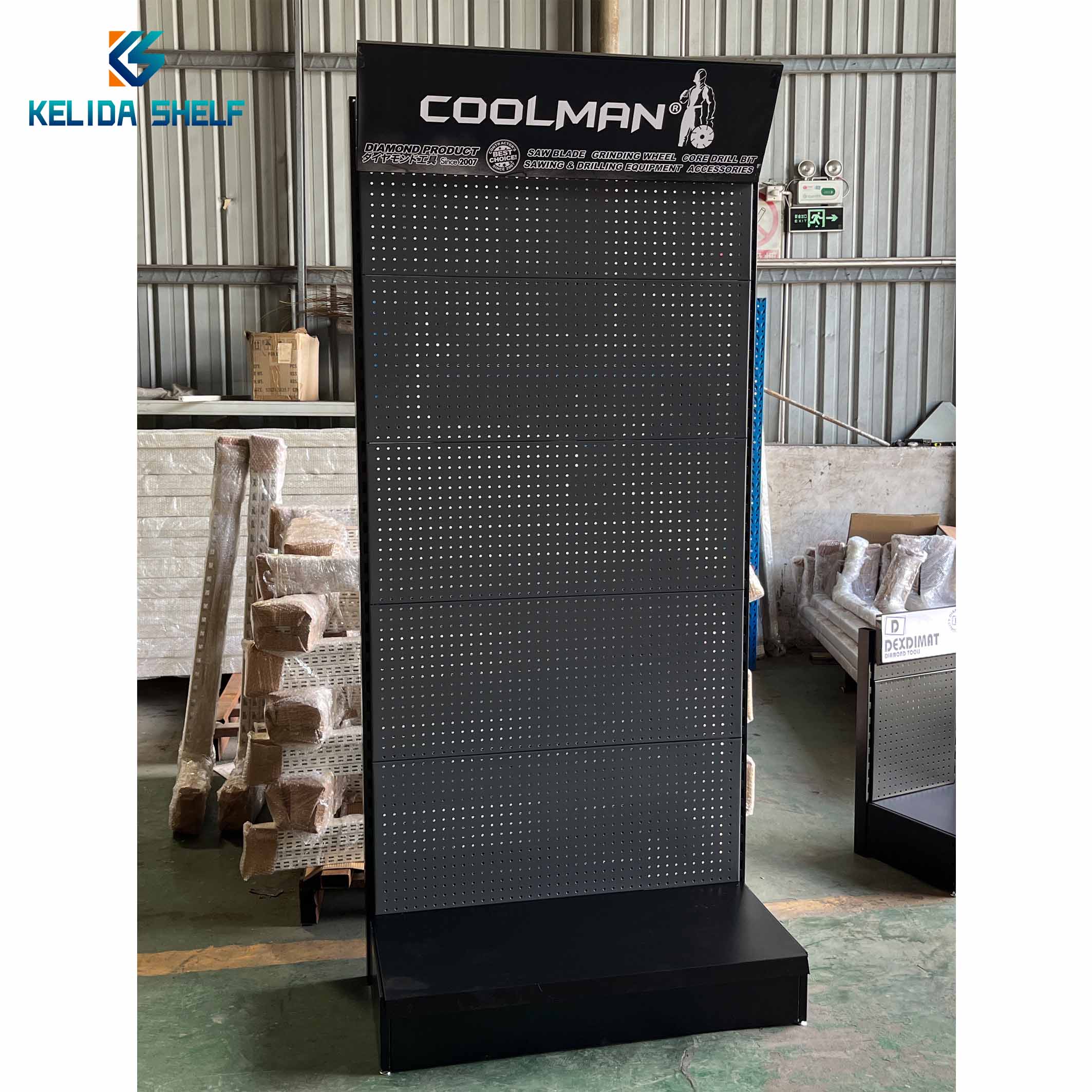 Pegboard Metal Display Rack Tool Hardware Store Supplies Shop Shelving Peg board Power Tools Display Rack