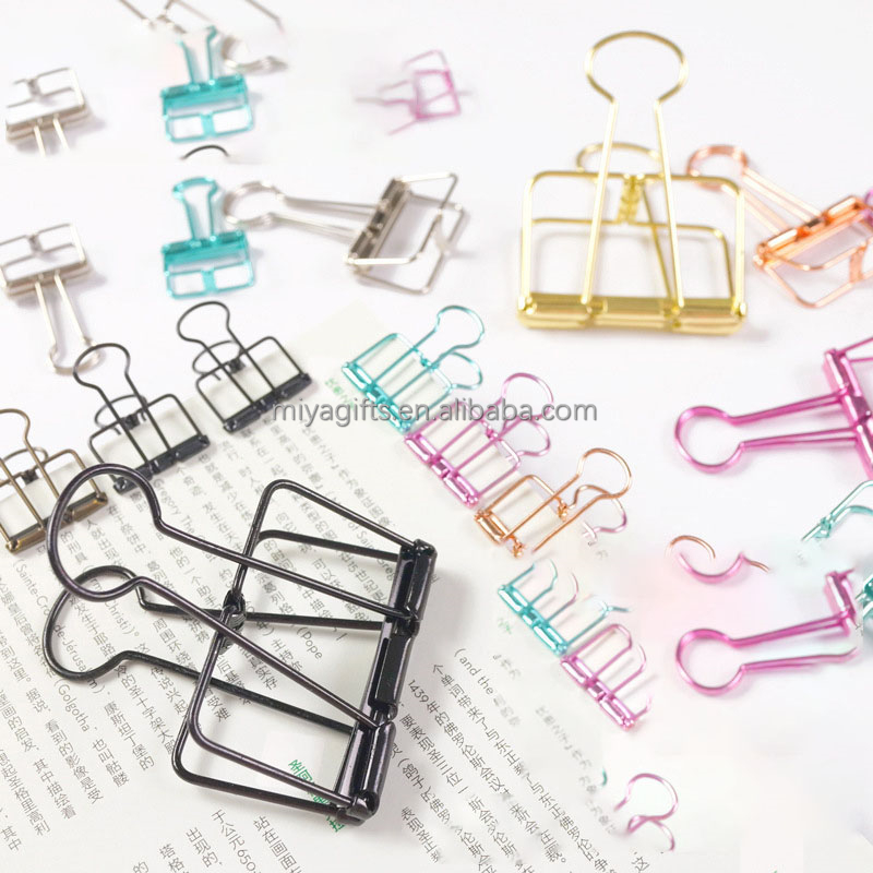 Metal hollow binder clips color cute simple cute foil clamps for office documents and bills organizers