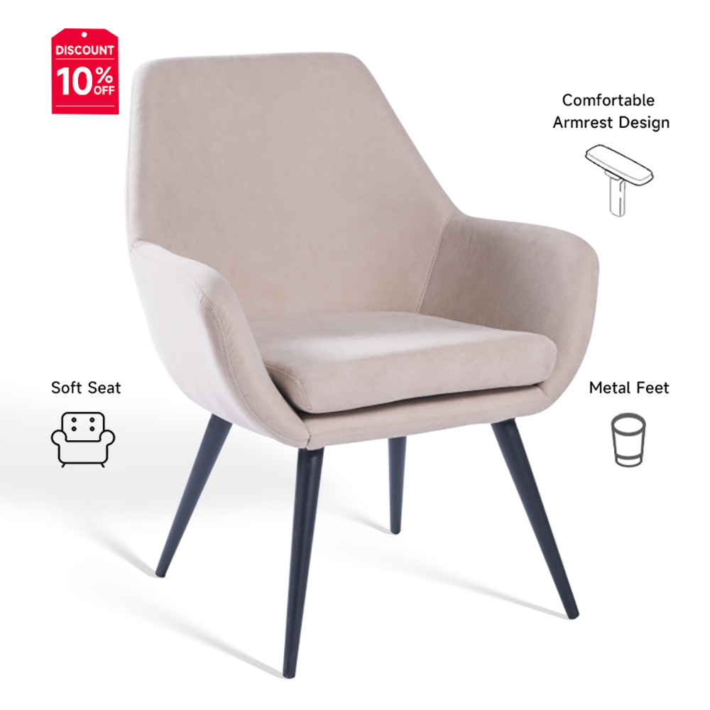 YMG-BM9180C Home Modern Upholstered Metal Legs Fabric Dining Room Chairs with Arm
