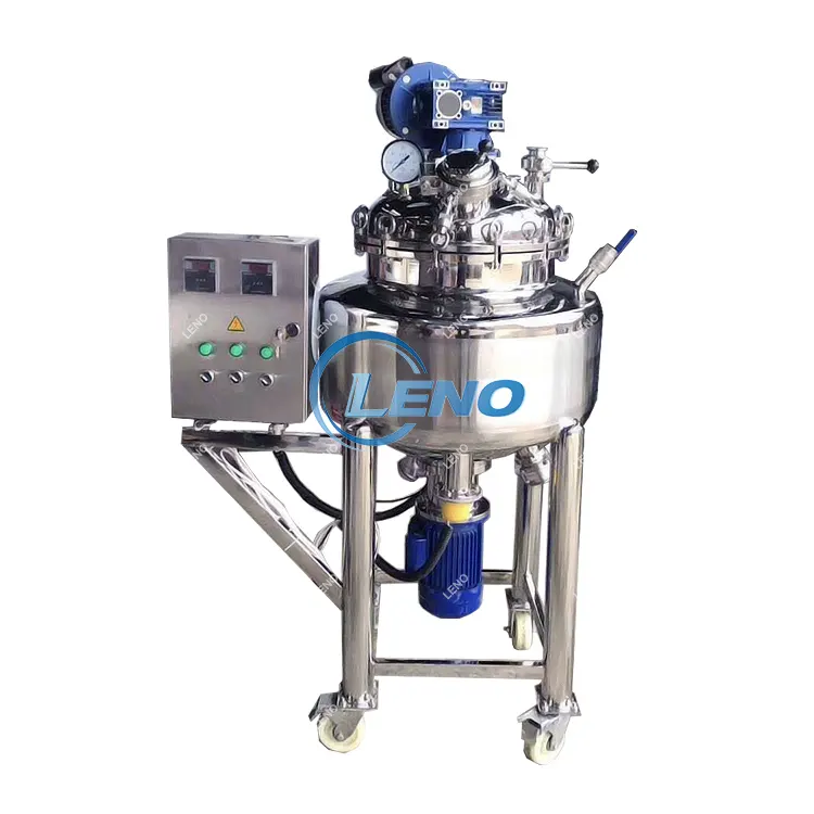 LENO Price Liquid Storage Emulsify Drum Disperser Homogenizer Heating Mixer Jacket Vessel Agitator Stainless Steel Mixing Tank