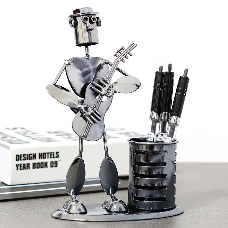 2021 Iron Brush Pot Musical men Instruments table top decor pen holder pen pencil Cup Holder Organizer Container