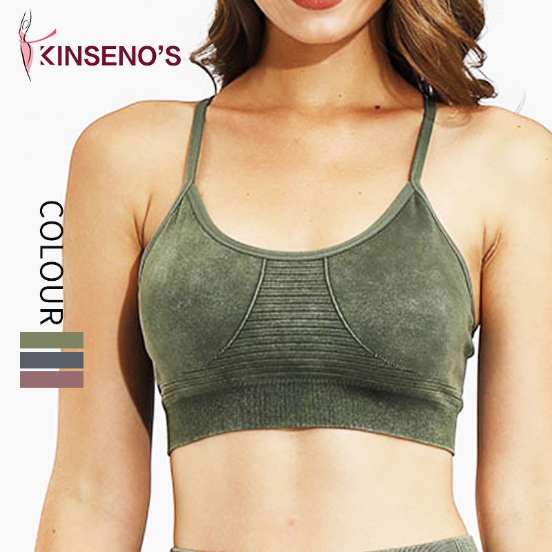Kinseno's Wholesale Female Jeans Style Short Fitness Yoga Top Breathable Sports Bra Women