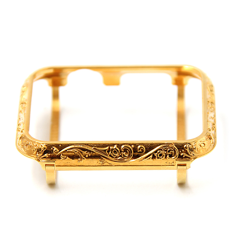 Wholesale Custom Logo 24K Gold Plated Luxury Watch Case Frame For Apple Watch Series 38mm 40mm 42mm Protective Cover