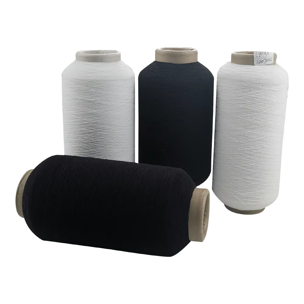 1207070 High elastic black nylon lycra spandex double covered yarn DCY yarn