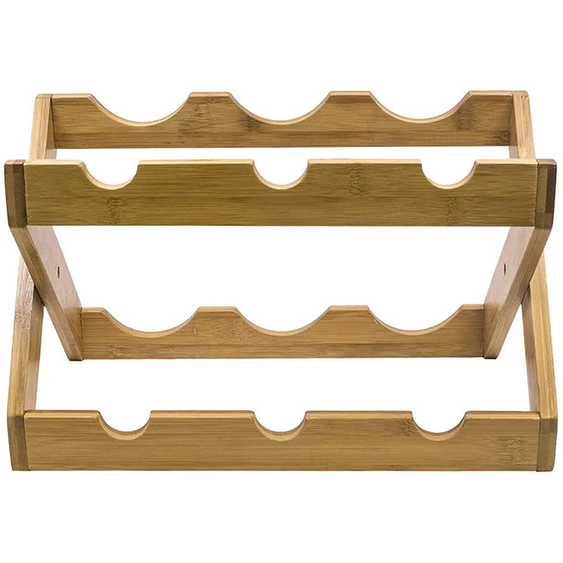 Freestanding Display Stand Shelves-2 Tier Natural Bamboo Wine Display and Storage Rack