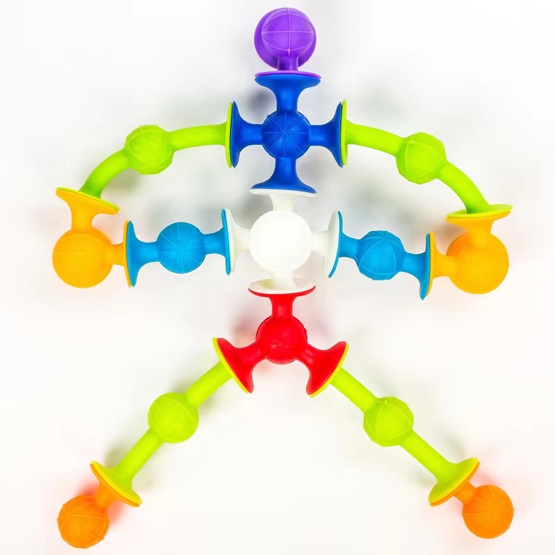 Kids Toy Children's Gift Funny DIY Assembled Sucker Suction Blocks Toys Construction Educational Silicone Building Block