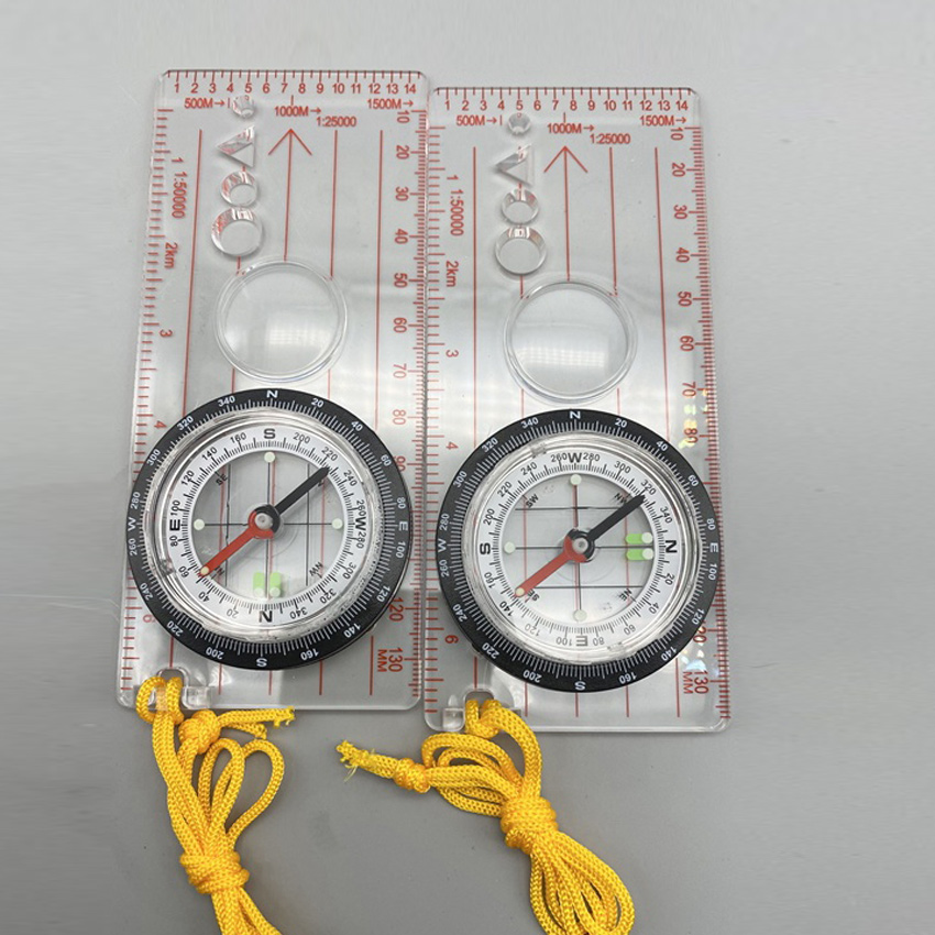 High Quality Acrylic Compass Map Scale Ruler Military Luminous Folding Glow Compass