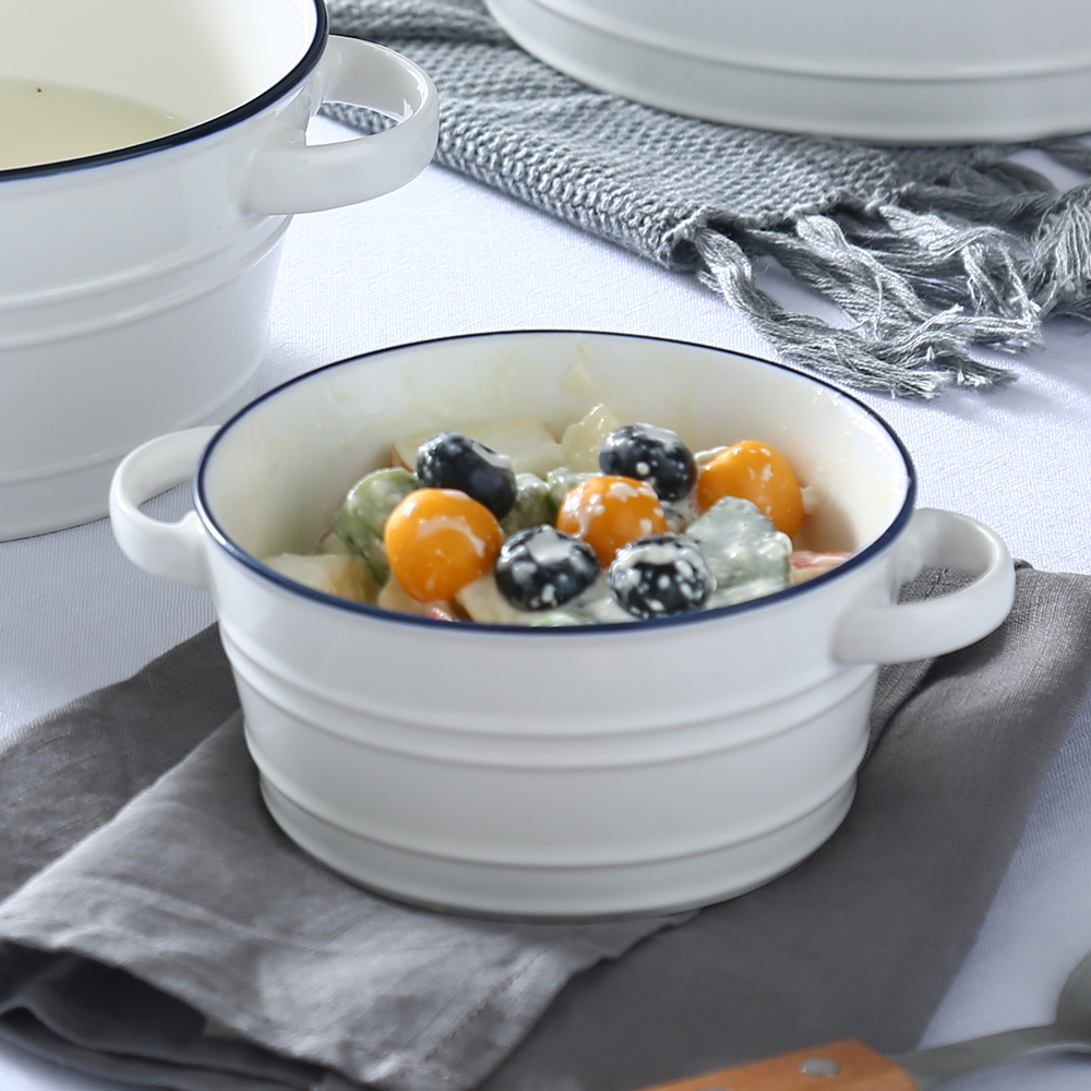 Hot country style white cocotte ceramic casseroles with handles