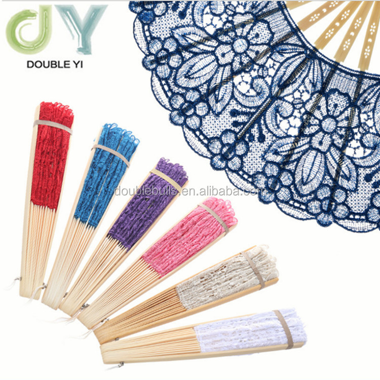 Wedding supplies bamboo lace hollow folding hand fan with tassel