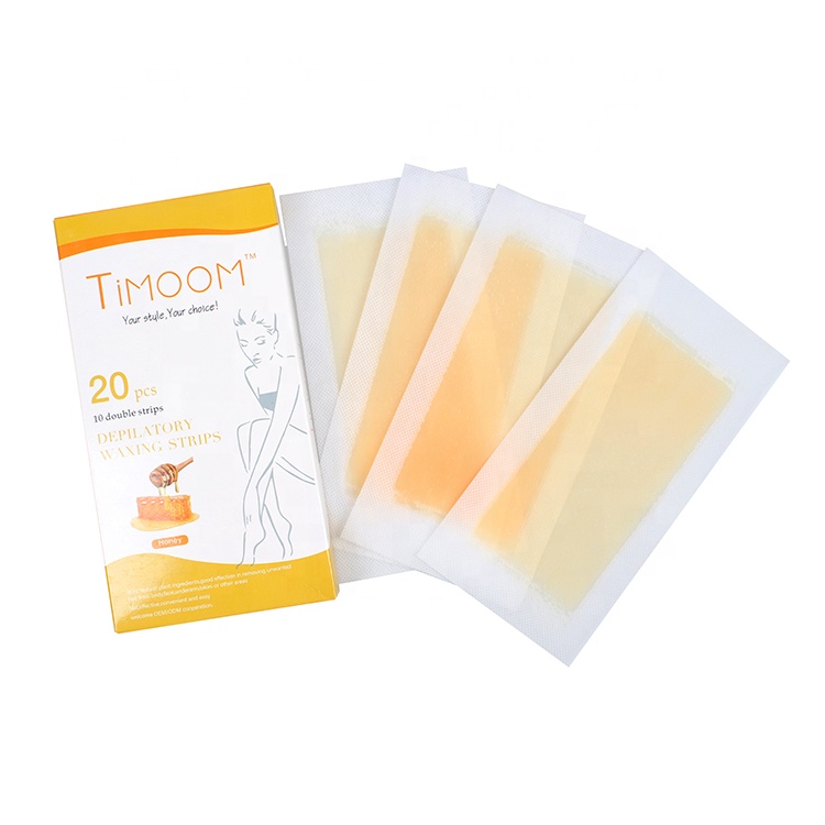 TIMOOM hotsale 20pcs Hair Removal Depilatory Waxing Strips Factory Besr Selling/ Honey Cold Wax Strips Disposable wax strips