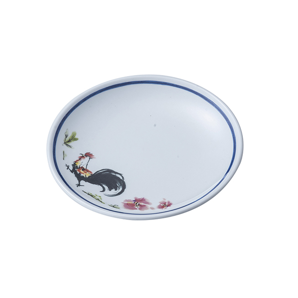 7 inch sleek multicolor food grade melamine decal texture Round Serving plate for vegetables