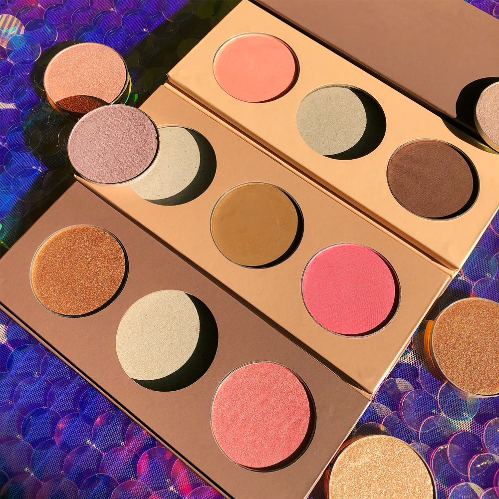 Make up custom packaging highlighter blush kit vegan face powder contour palette private label body contouring