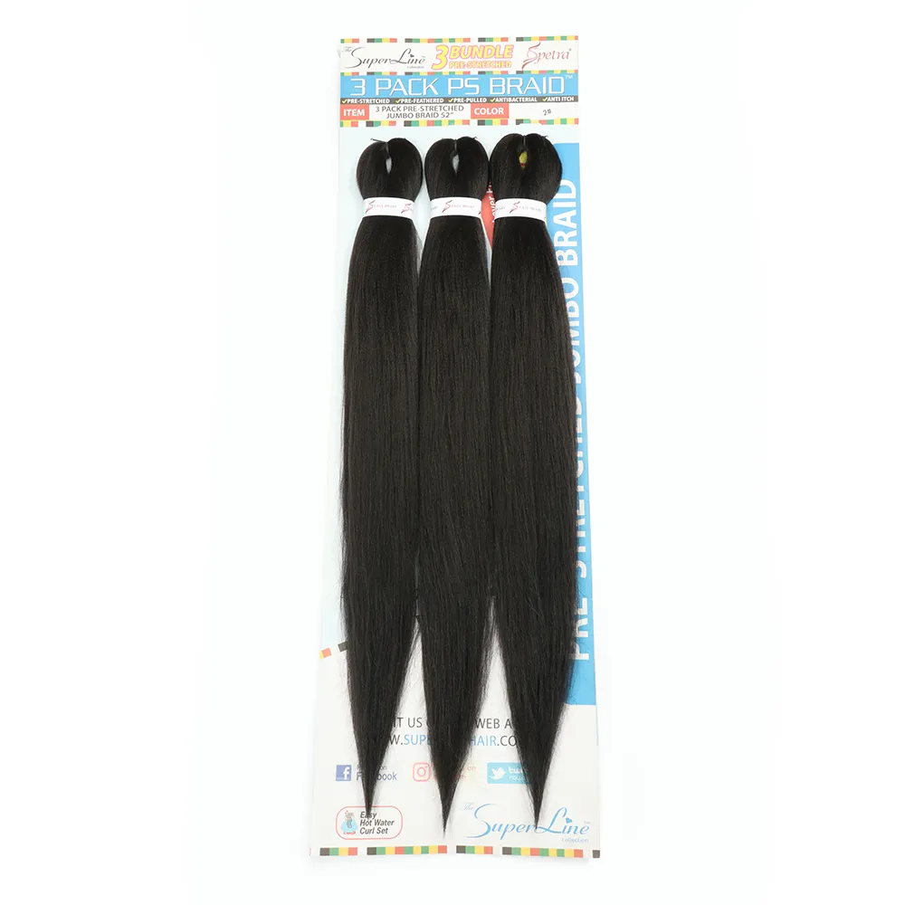 52inch x-pressions pre-stretched expression braiding hair 3 pack pre stretched bulk ez braid