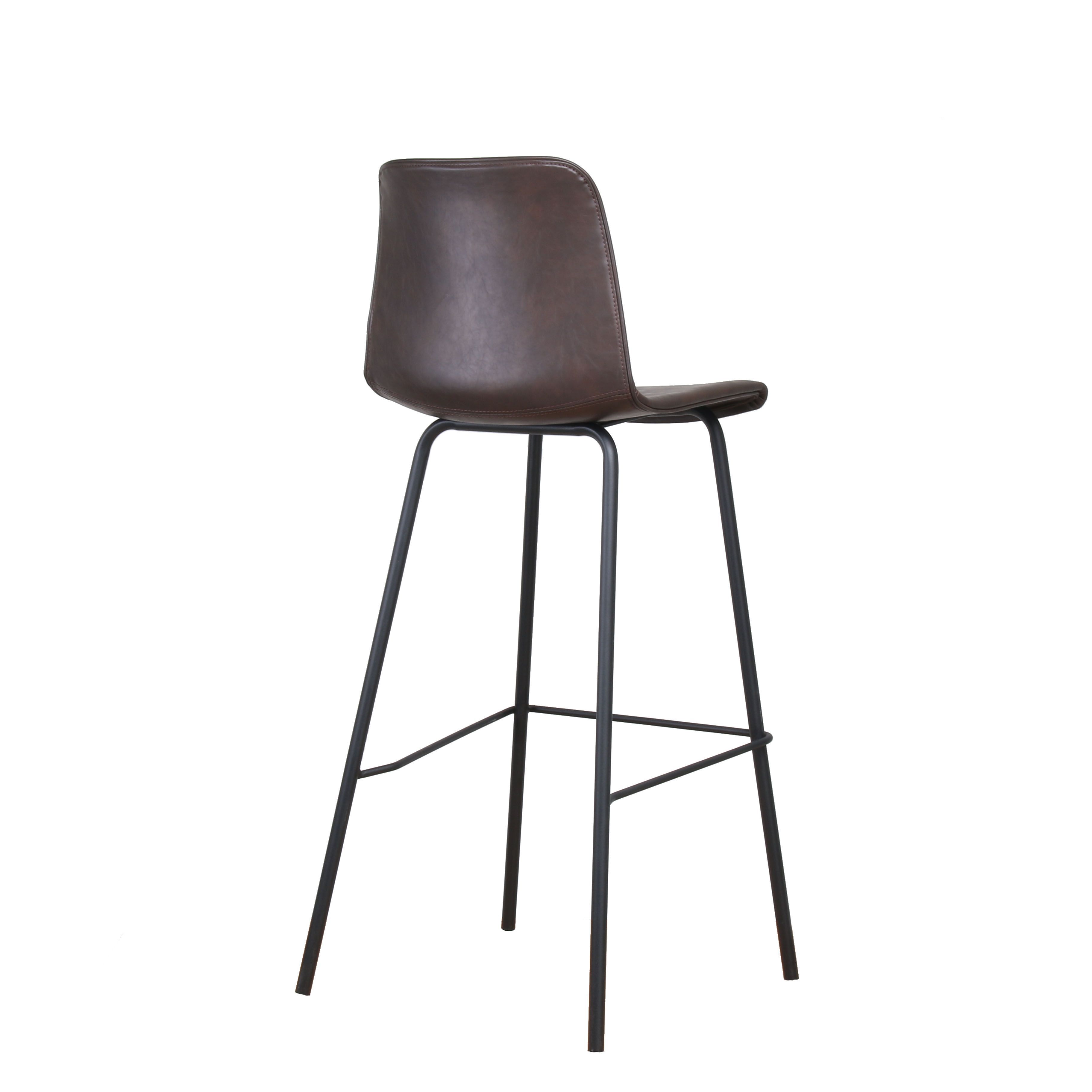 New Popular Wholesale Home Retro Style Elegant Patio Armless Bistro Cheap Metal High Pub Pu Leather Kitchen Bar Stools Design