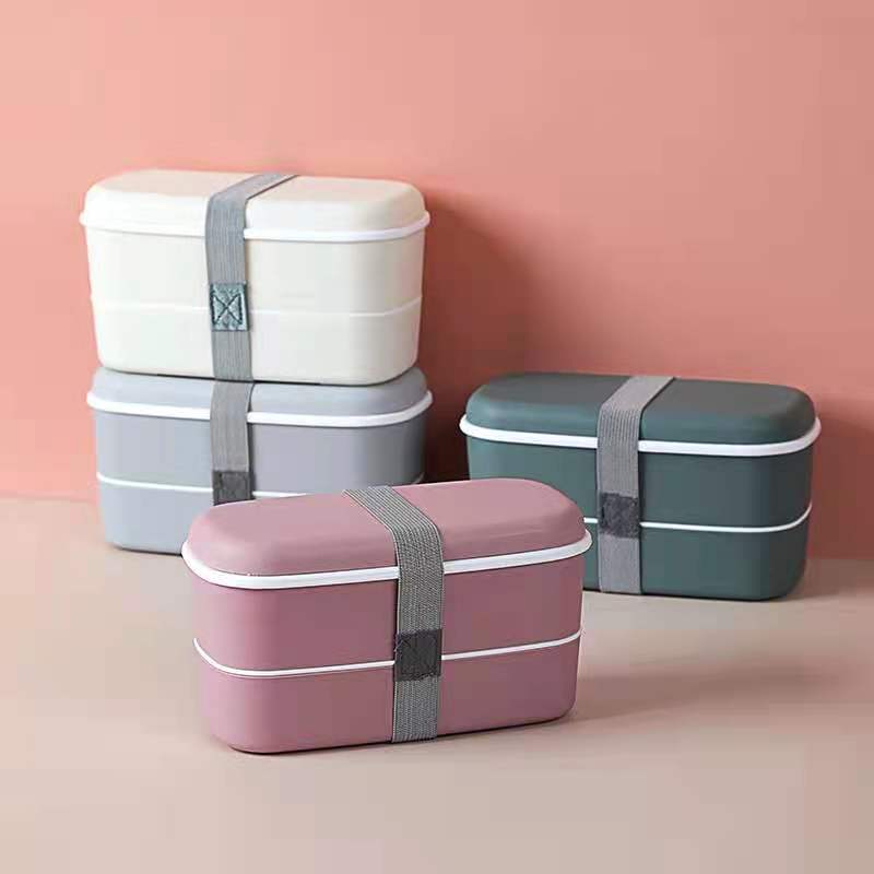 Amazon Hot Sale Portable Microwavable 2 Layer Plastic Compartments Leakproof Children's Packaging Lunch Box