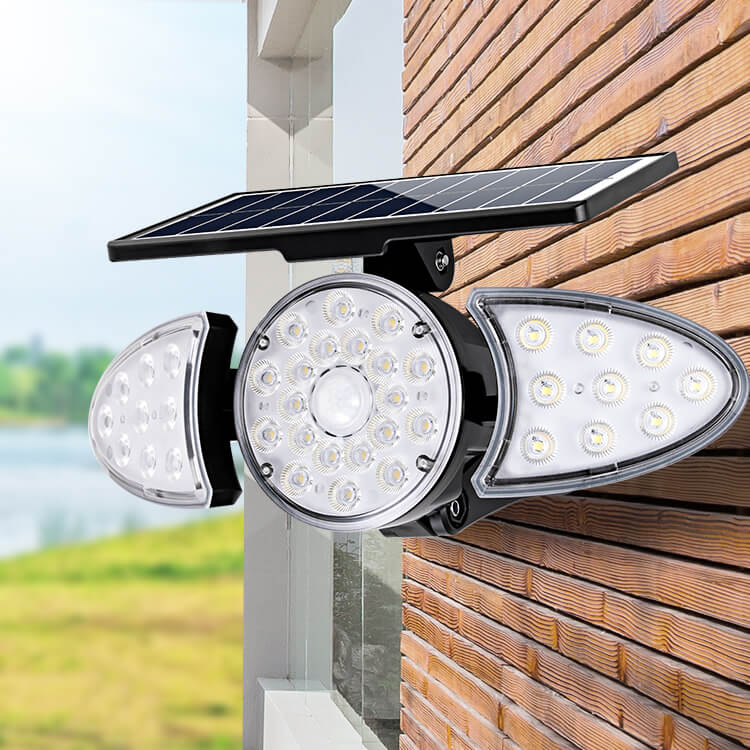 Fteck Exterior Aluminum IP65 Waterproof Outside Solar Power Motion Sensor Wall Mounted Lighting Garden Outdoor Led Wall Lamp