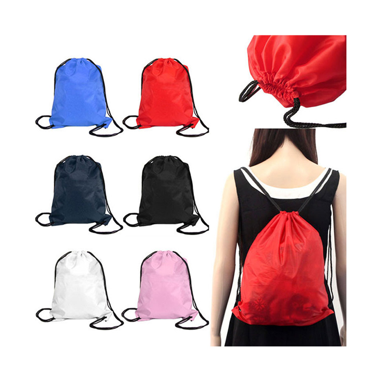 Custom logo printed shoe sport nylon polyester drawstring gym bag