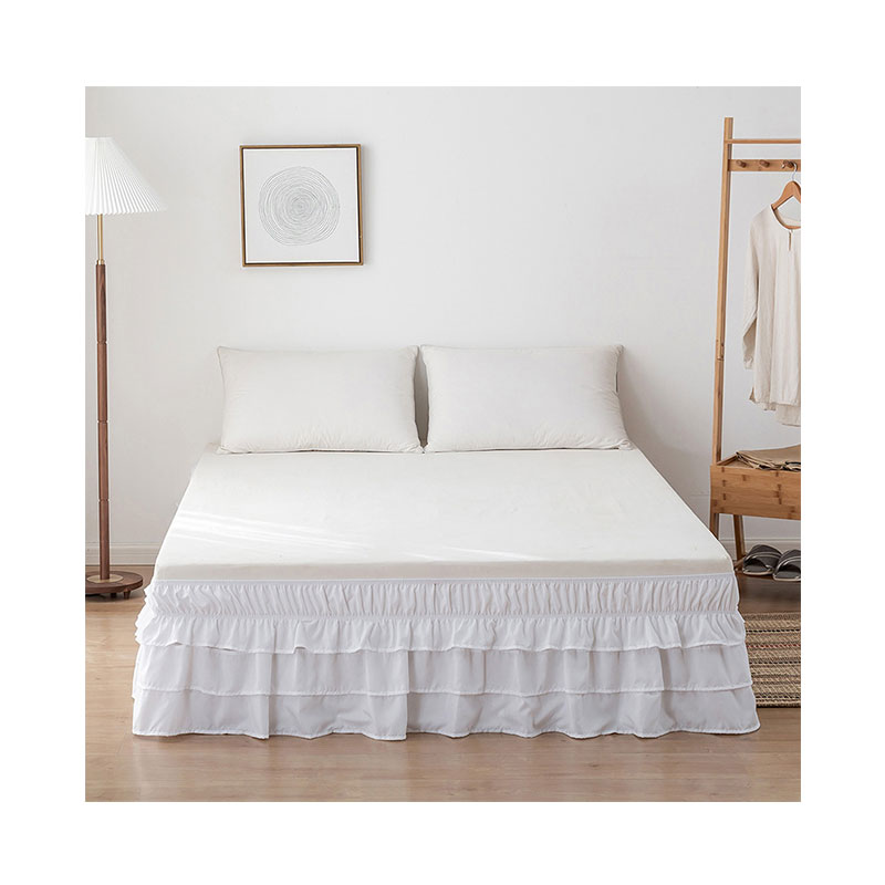 Hot Sale Modern Design Bed Skirt Polyester Wrap Around Elastic Bed Skirt Cover Home Hotel Bed Skirt Set