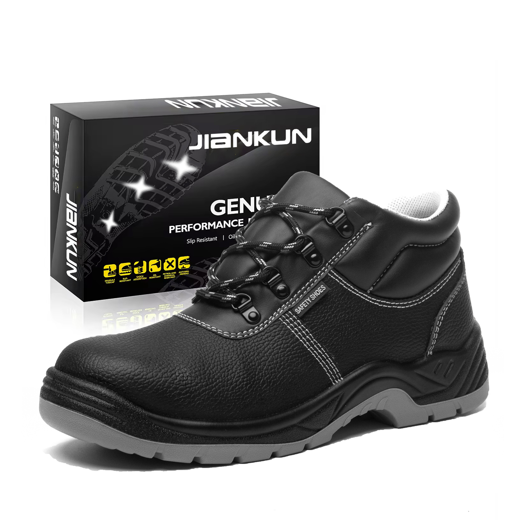 JIANKUN Available Safety shoes For Men Protective Boots Leather Stainless Steel Toe Anti-Impact Anti-smash Safety shoes