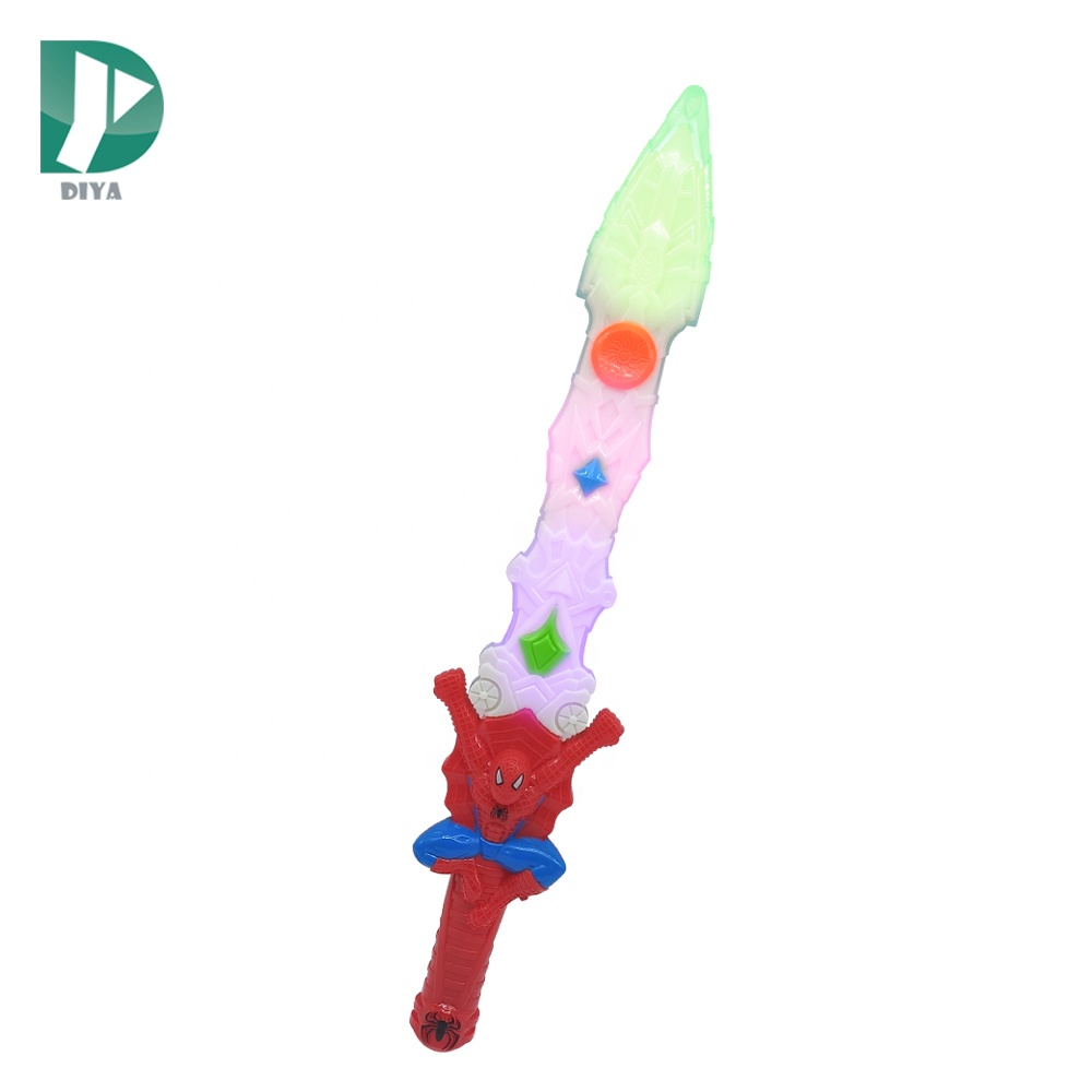 Игрушка для мальчика, оружие, мечи, функция тряски, музыка и красочные огни, Человек-паук, пластиковый меч, игрушка