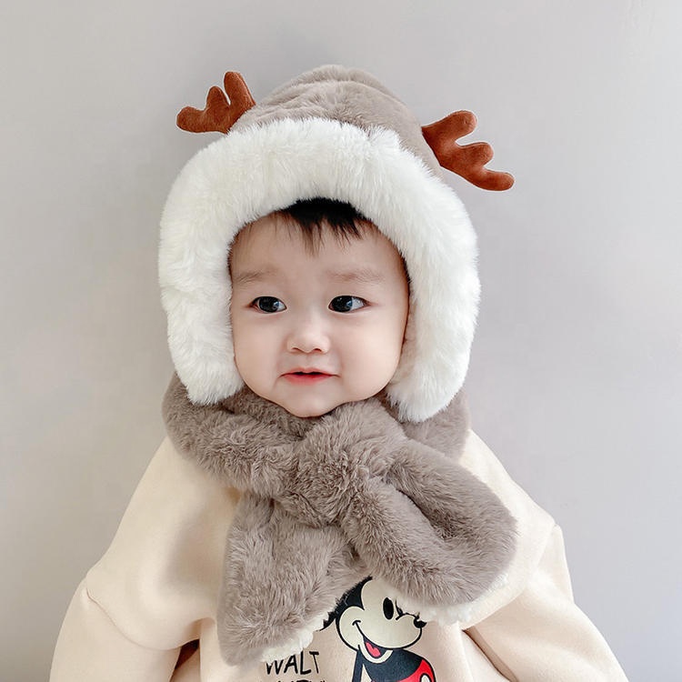factory cheap kids winter Hat and scarf design other boy girl child christmas baby animal antlers hats & caps with custom logo
