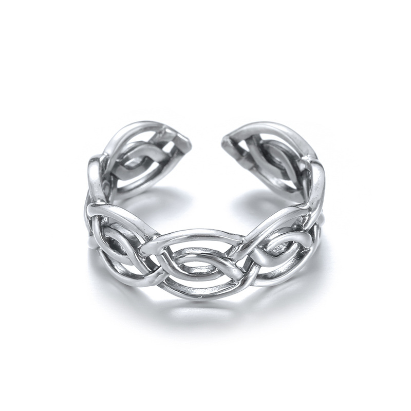 JUJIE Weave Pattern Ring 925 Sterling Silver Open Sterling Silver Ring With Modern Design